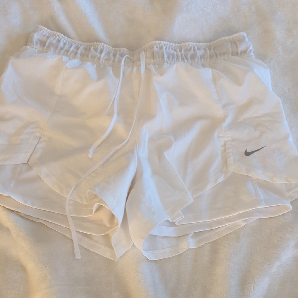 Nike Women's White and Gray Athletic Shorts